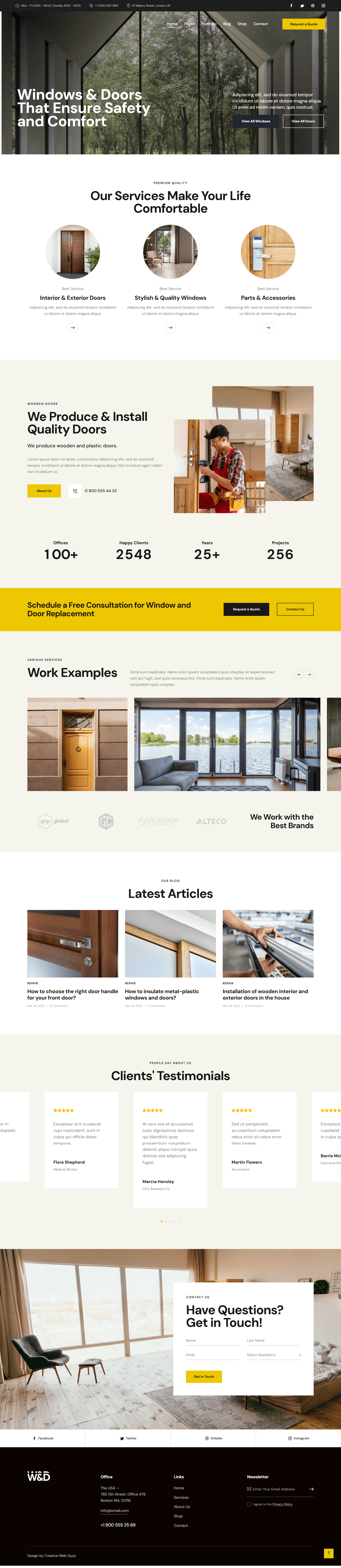 Windows and Door Installation Mockup ui