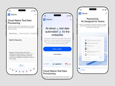 AI-Driven Test Data Automation – Mobile Responsive Design app design product service startup ui ux web