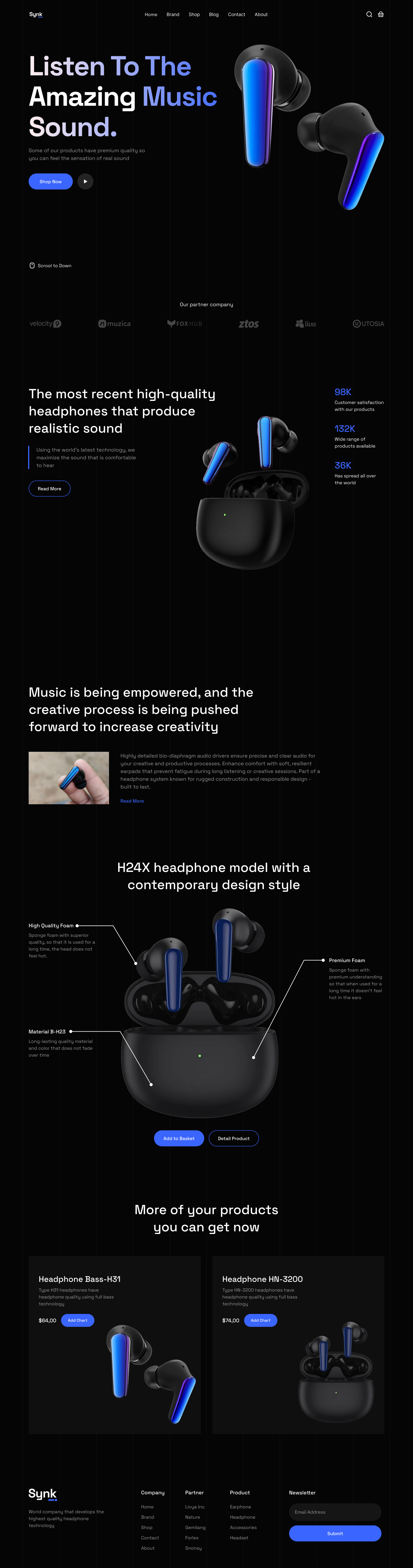 Synk Earbuds - Landing Page branding graphic design landing page logo ui ux