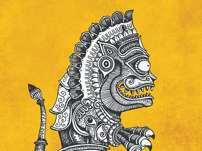 Narasimha - The Half Human Half Lion God desi drawing epics illustration india indian mural mythology narasimha stories vintage vishnu