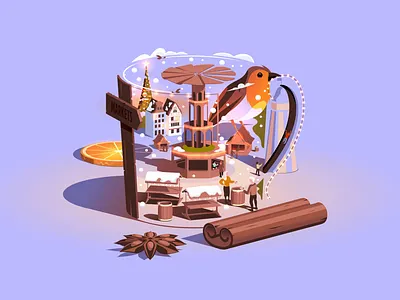 Mulled Wine at the Christmas Markets bovarian christmas christmas markets conceptual european festive glow illustration mug mulled wine xmas markets
