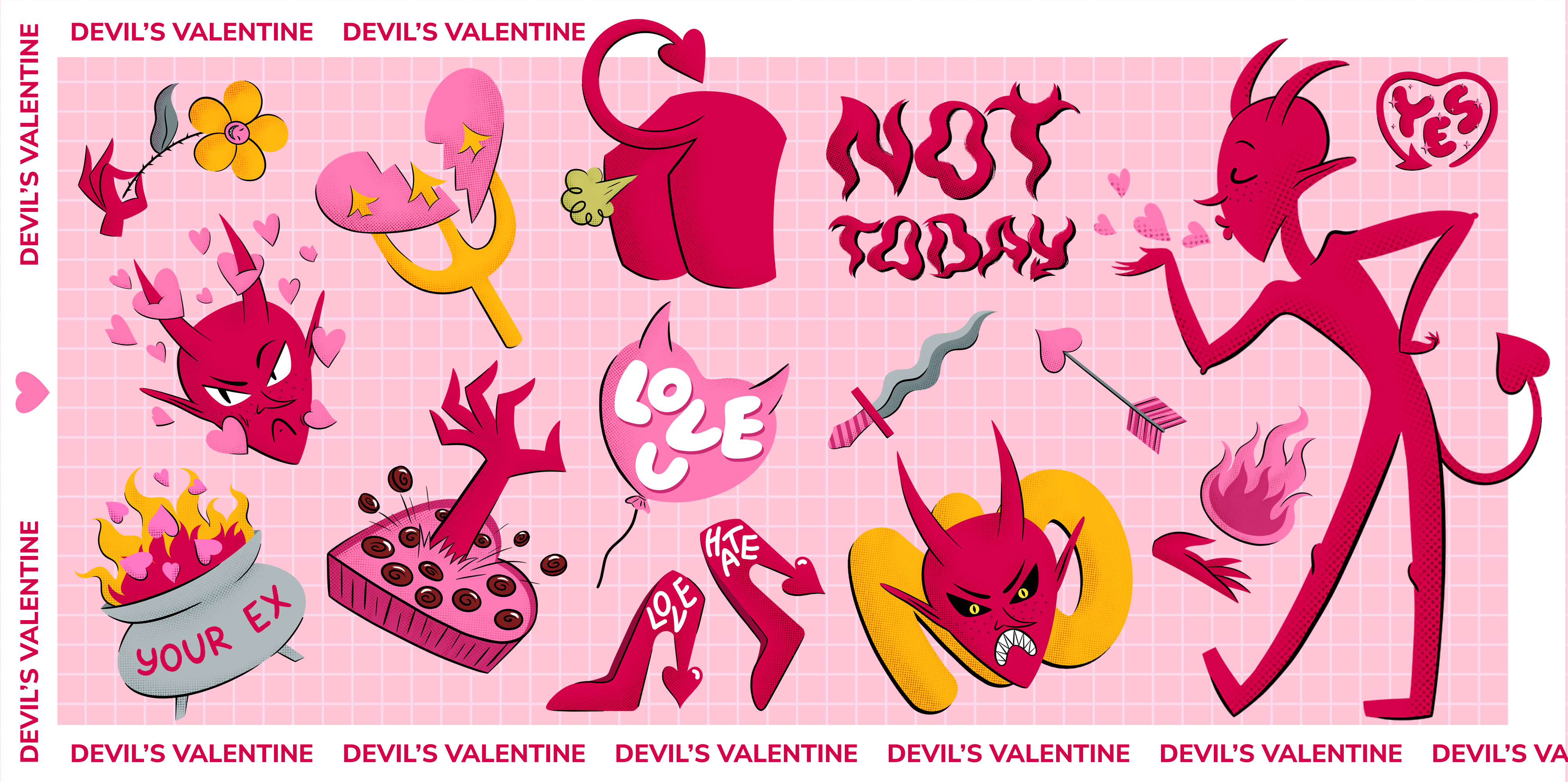 Stickers for St. Valentine's Day art design digital art ex flowers heart illustration sticker sticker pack sweet