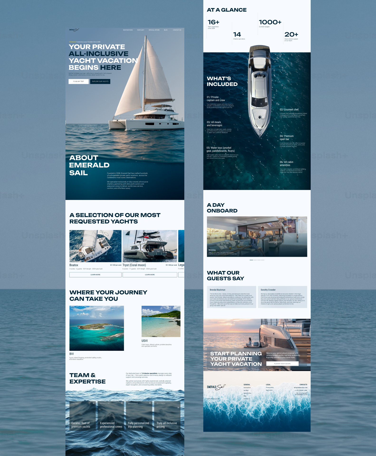 Yacht Company Website Design branding design landing main screen ui ux website