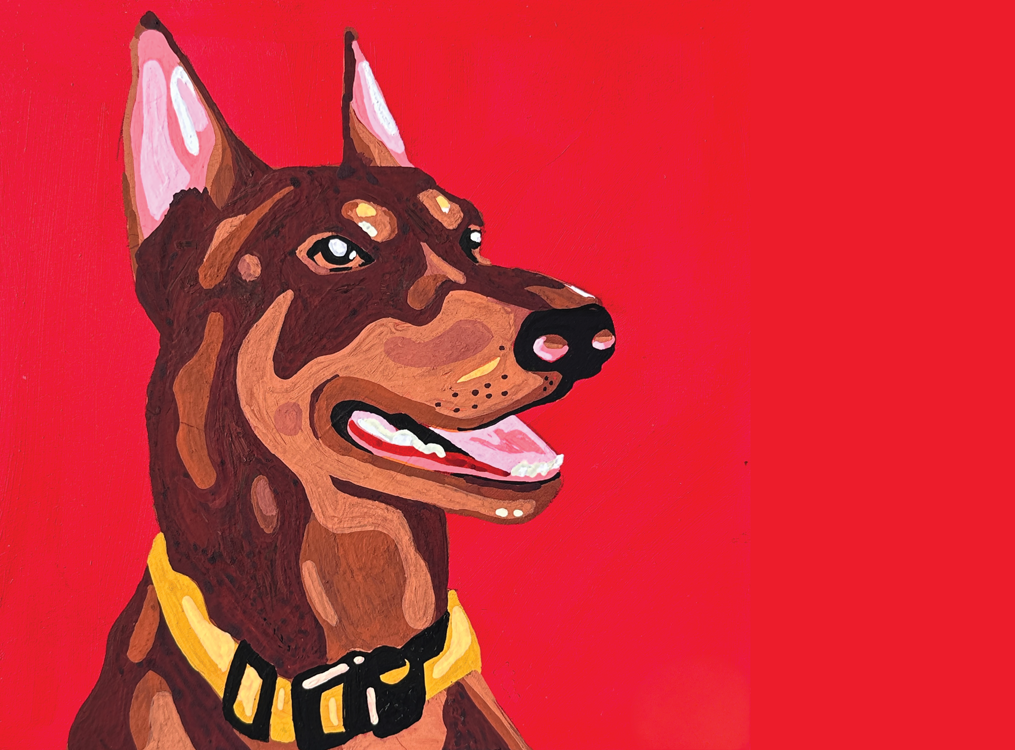 My girl colorblock design doberman dog illustration markers memorial paint painting pet portrait posca wood painting