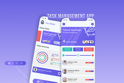 Task Management App app design landing page minimalistic app design mobile app design purple colour app task management app ui