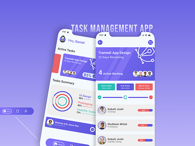 Task Management App app design landing page minimalistic app design mobile app design purple colour app task management app ui