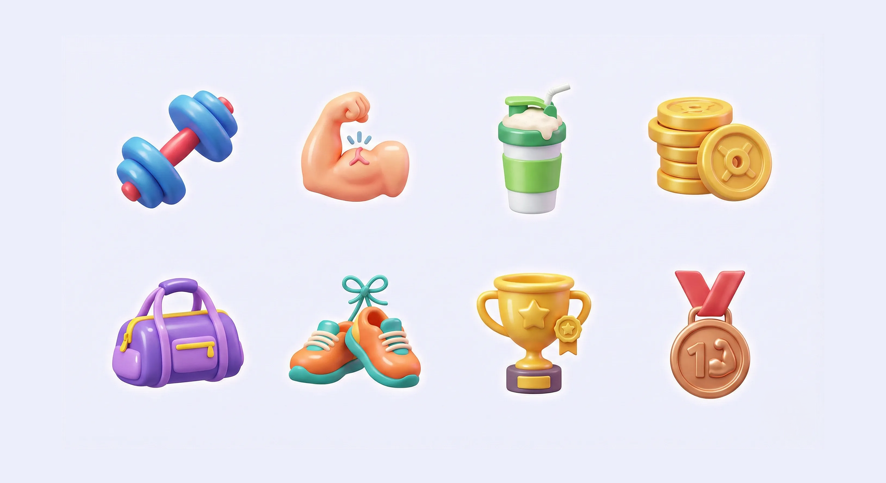 Gym & fitness 3d game icons fitness gym icon illustration sports