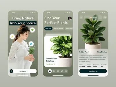 Plant Care Mobile App app branding care clean design graphic design green leaf light ui mobile mobile app nature plant plant care simple ui ui ux ux