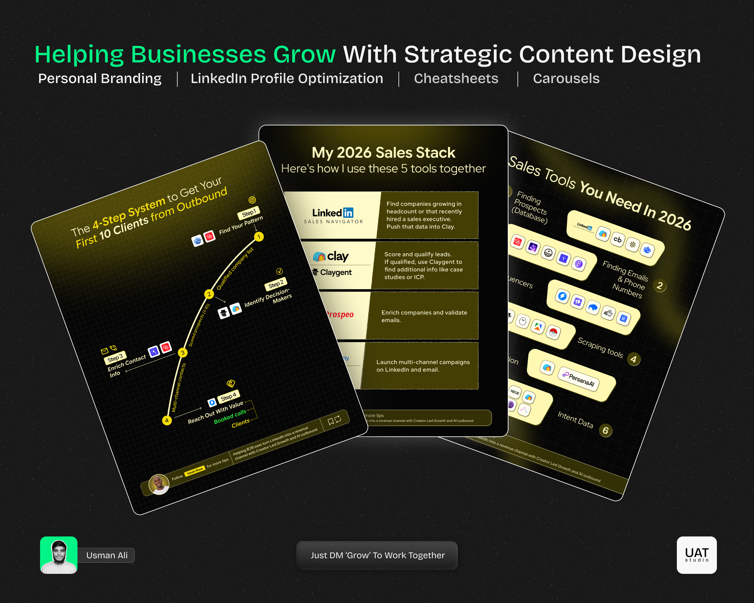 CheatSheet & Infographic Designs for AI Outbound Specialists adobe illustrator ai outbound leaders branding cheatsheets custom designing figma graphic design gtm founders gtm leaders infographic design personal branding