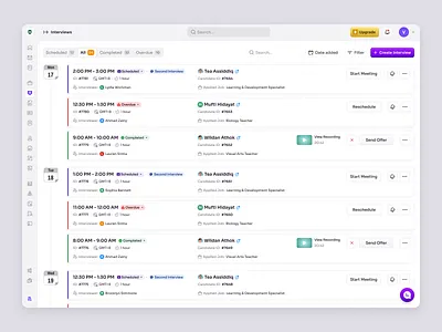 RecruitSmart — Interviews Management for School HR Systems candidate employee employee management hiring hr hr system hrd hrm human resources job product design saas saas design schedule school management time management ui ux web app web design