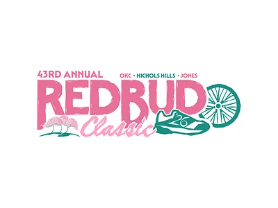Redbud Classic Logo brand branding design graphic design identity illustration logo logo design marathon oklahoma oklahoma city race tulsa typography vector