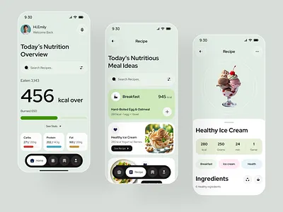 Nutrition & Calorie Tracking Mobile App UI app design calorie tracker dashboard diet app fitness tracker food and drink healthcare app healthy eating macrotracker mobile mobile app mobile app design nutrition nutrition app product protein uiux weight lifting weight loss workout tracker