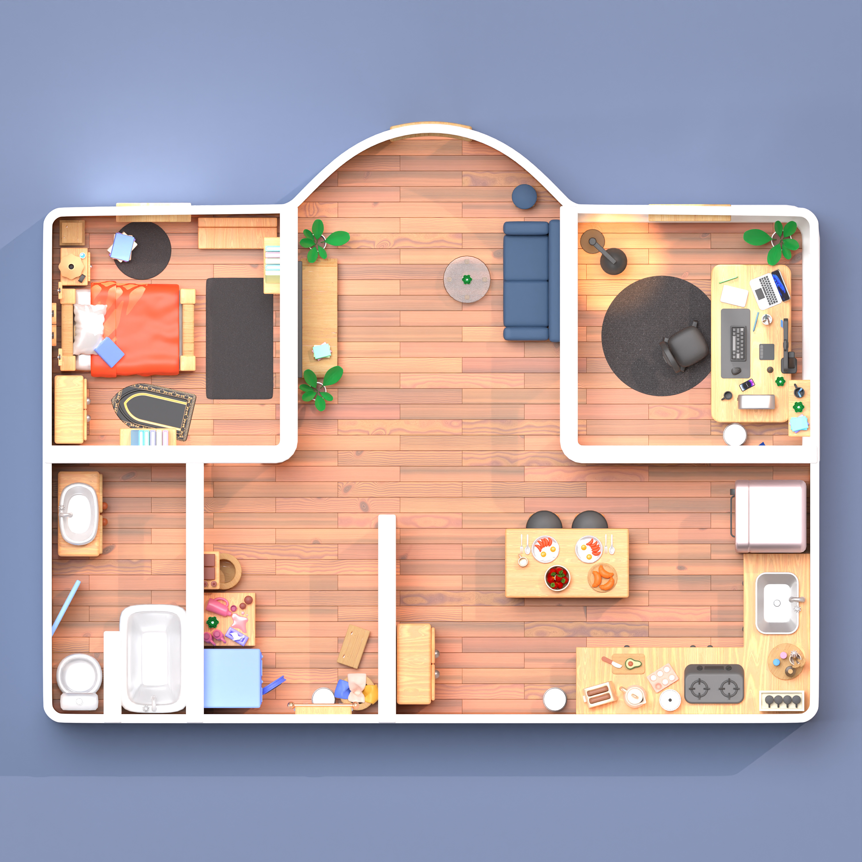 Cozy Isometric Home Interior 3d apartment architecture cartoon cozy design environment floorplan furniture home house illustration interior isometric minimal modern render room stylized wood
