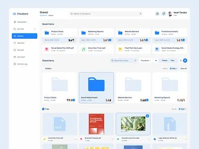 Cloudsync Shared Page – Cloud Storage Management Dashboard Figma cloud storage collaboration dashboard design digital workspace figma file management modern ui product design responsive saas shared files ui design ui inspiration ui showcase ui trends uiux ux design web app