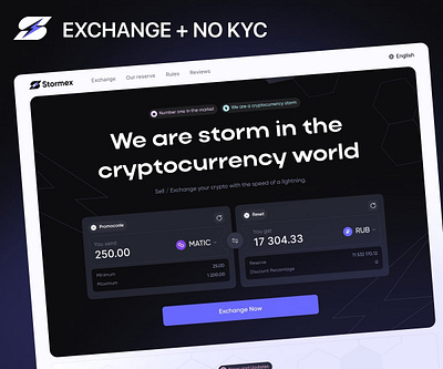 Stormex - best cryptocurrency exchanger crypto exchange figma landing page logo ui ux web design