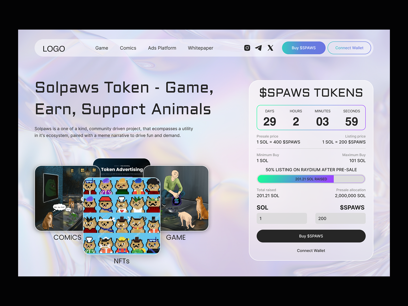 Solpaws Token — Web3 Game & Meme Token Landing Page by Nina Marinenko on  Dribbble