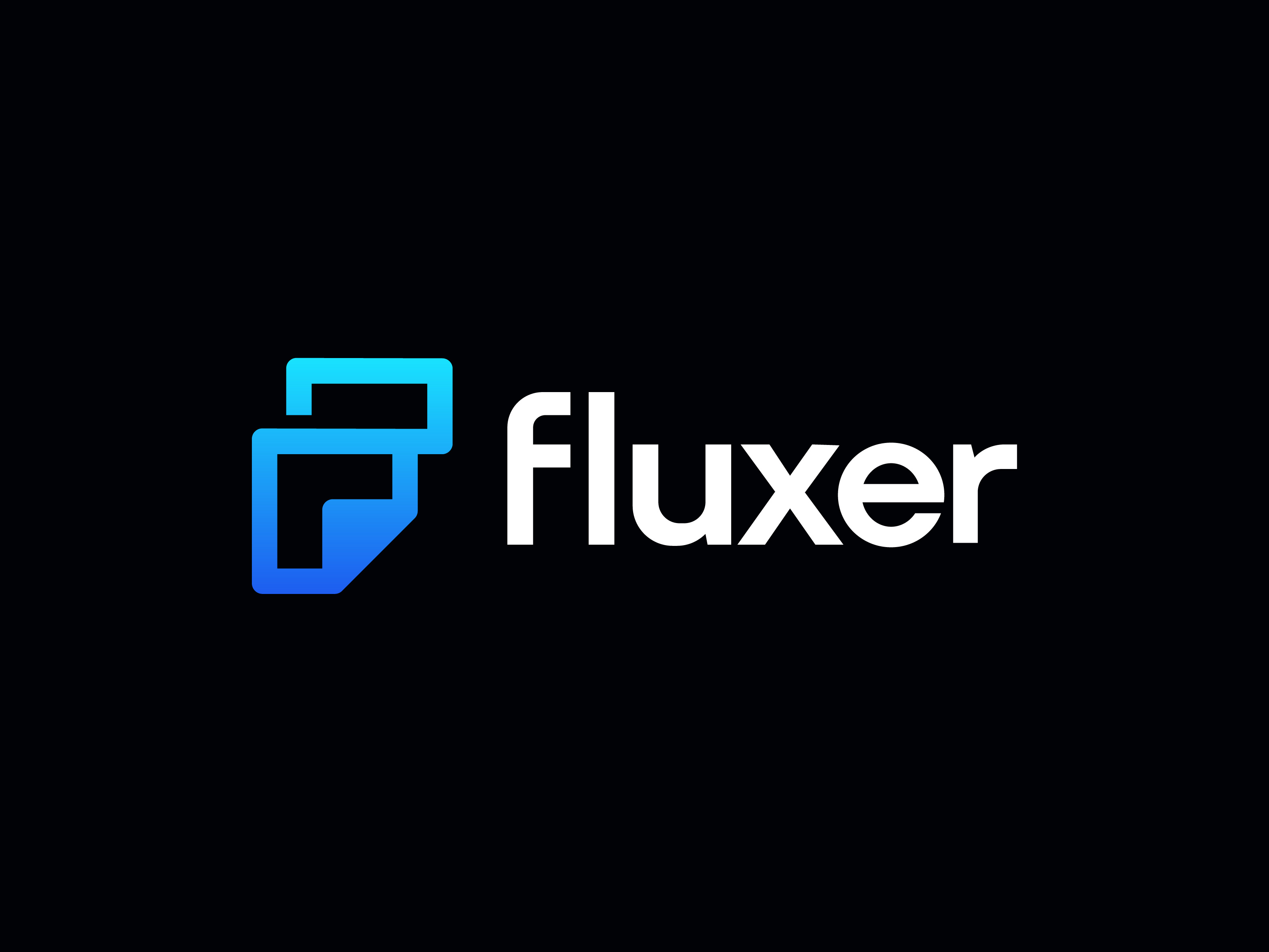 Fluxer — Modern SaaS Logo for Workflow Automation app icon automation brand development branding design agency fintech branding flowing files letter f logo logo presentation productivity app saas saas app logo saas branding startup branding symbol mark tech visual identity workflow workflow automation tool