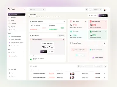 Zaply Dashboard – Task & Workflow Management UI 3d admin dashboard analytics animation branding clean ui dashboard data visualization design system graphic design interface design logo minimal design modern ui motion graphics productivity project management ui web app ui workflow