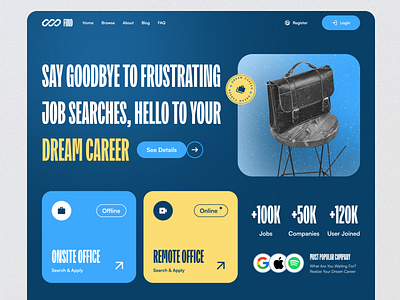 Job Seeker Landing Page - Exploration Design 💼 apple career design dream career dream job figma google job job seeker job seeker web landing page office onsite job remote job seeker ui ui design uiux ux web design