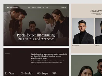 David Consulting — About Us, Personal HR Consulting Page brand website consulting website editorial layout hr consulting landing page minimal interface modern website people advisory personal brand professional services ui design ux design web design