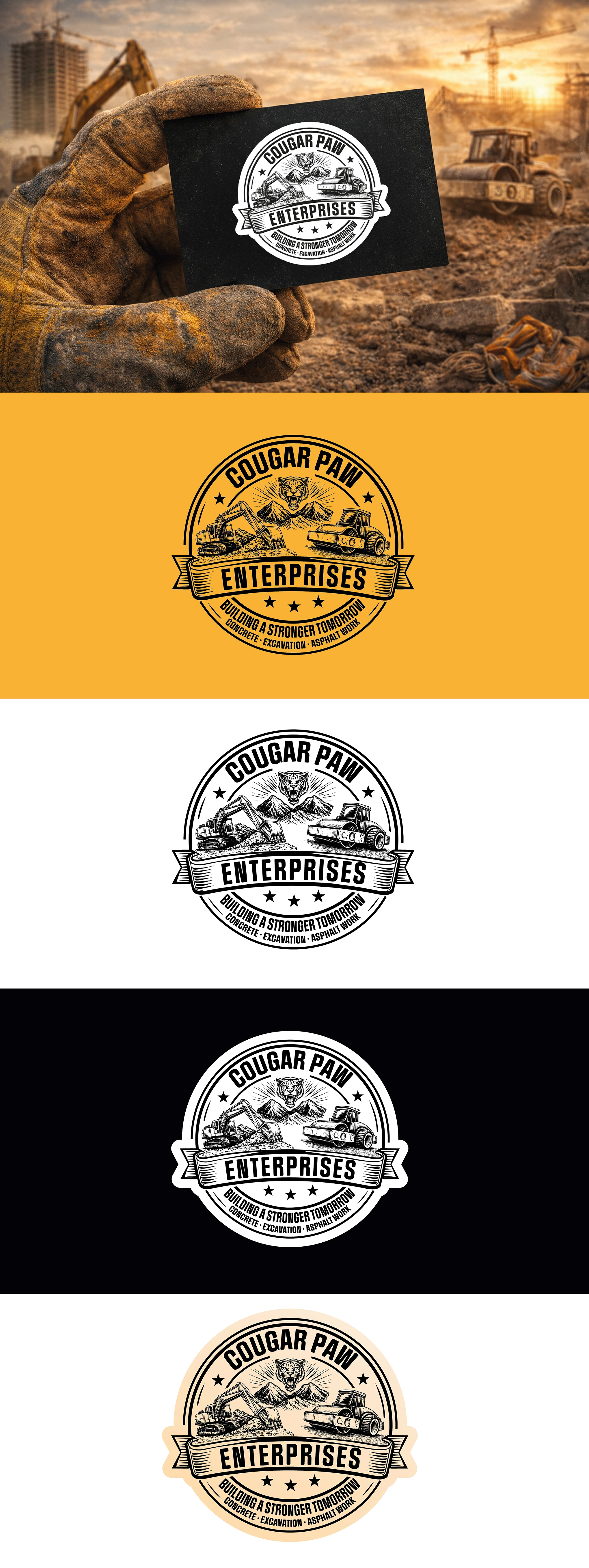 Heritage badge — rugged construction & earthworks logo badge logo construction logo contractor branding crest excavation heavy equipment identity design logo monochrome lockup vector logo vintage emblem