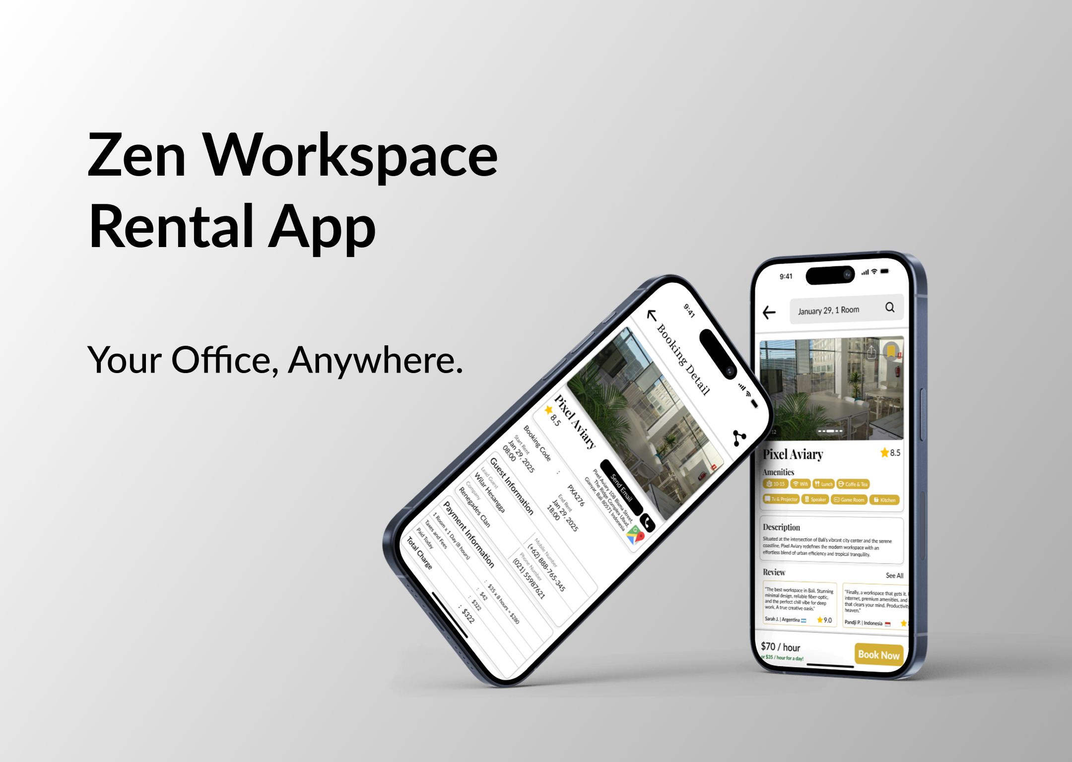 Zen Workspace Rental App app app design bold design elegant figma minimalist mobile app rental rental app ui ux