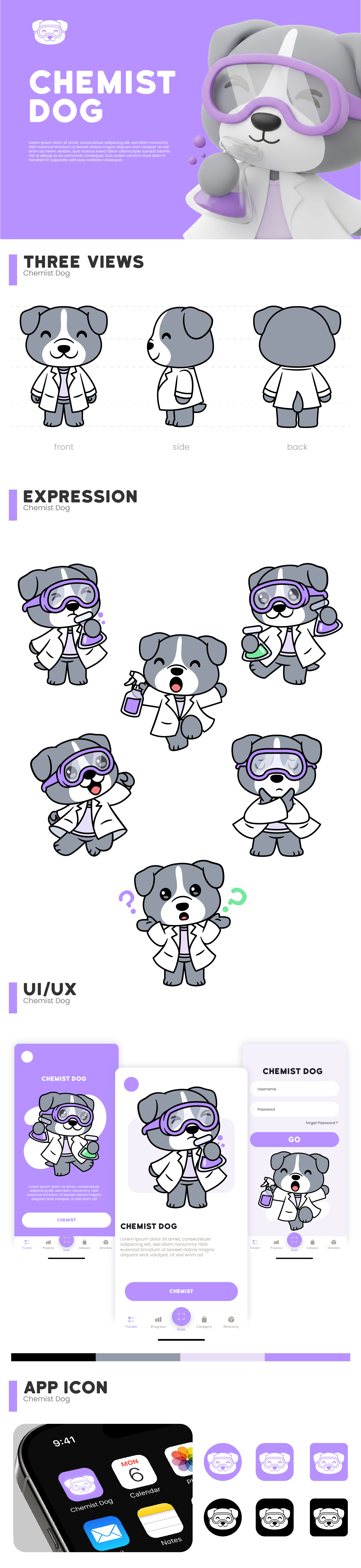 Chemist Dog ai animal app branding cartoon character cute dog graphic design illustration jaysx1 mascot ui ux vector