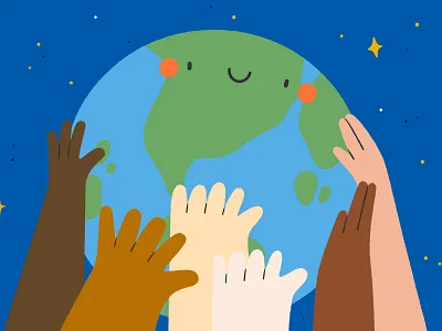 E is for Earth cartoon childish cute earth eco fun illustration kids planet