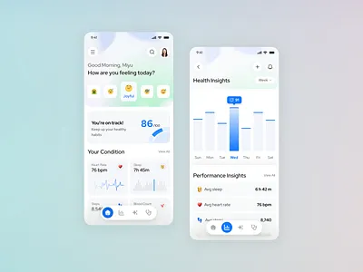 Health Tracker App UI app app design app ui appointment app doctor app doctor appointment fitness app design fitness dashboard health monitoring app health tracker app healthcare healthcare ui ios app medical app ui mobile app online doctor booking patient app telemedicine app ui ux