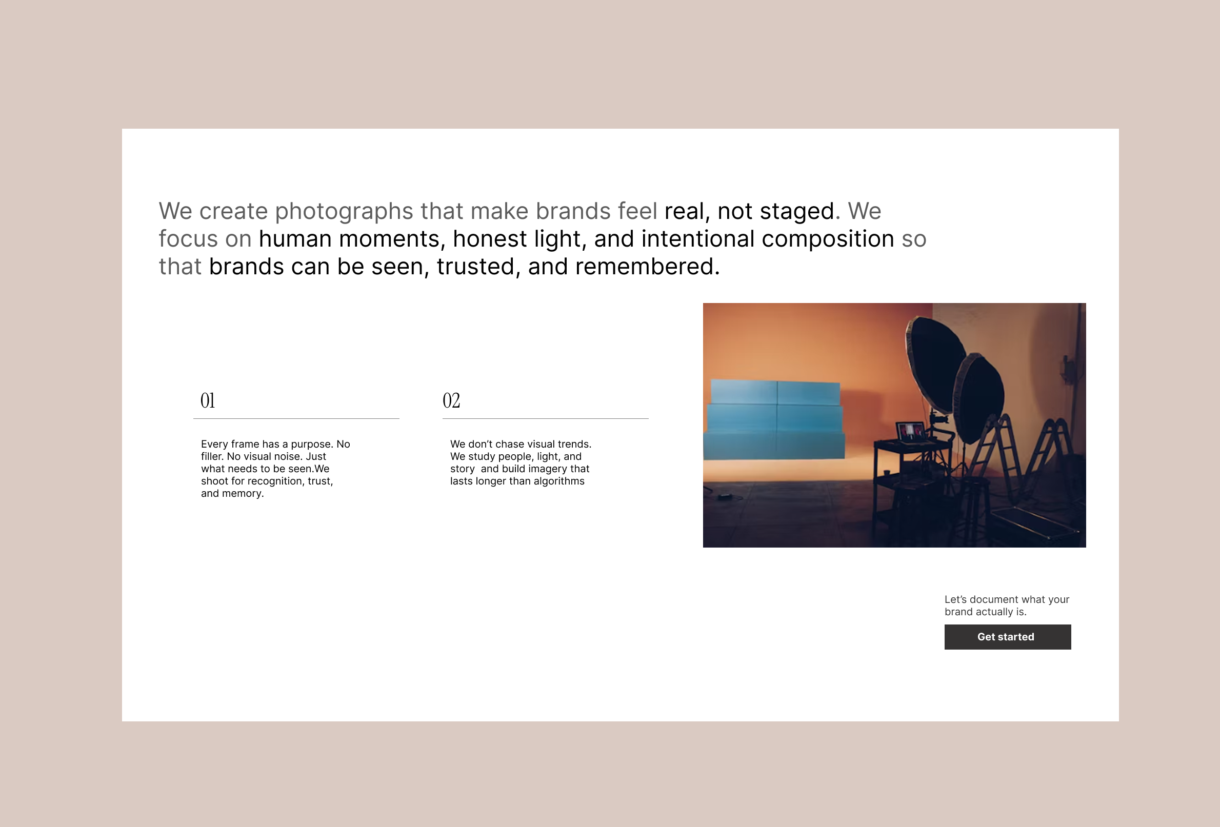 Photography agency's about section graphic design ui