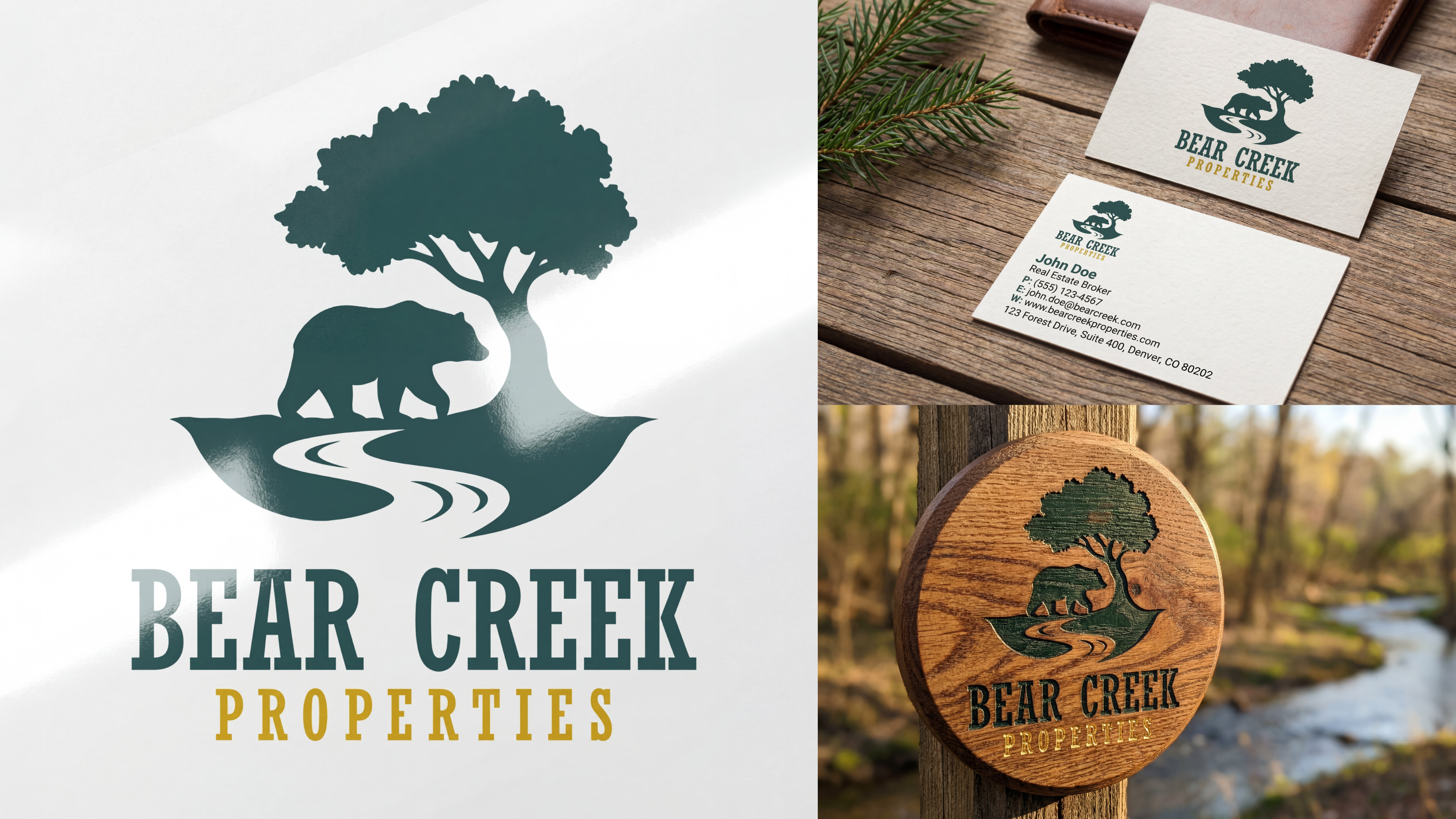 Bear Creek Properties bear bear logo creative logo graphic design logo property management logo real estate