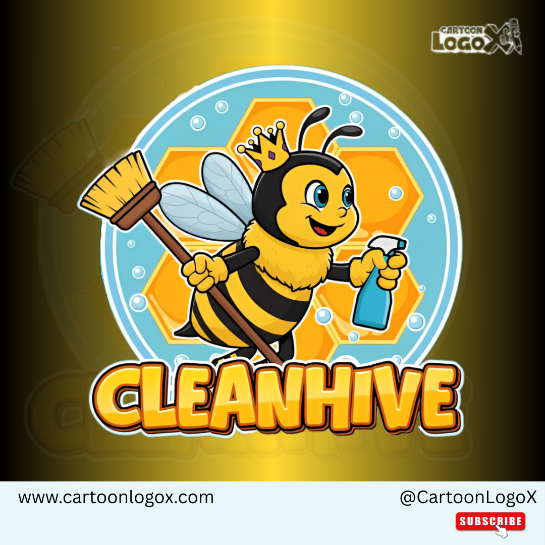 CleanHive Branding & Mascot Identity Design | CartoonLogoX brand identity design brand strategy branding cartoonlogox character branding cleaning service branding creative branding dribbble design graphic design logo logo design mascot design professional design uiux design visual identity