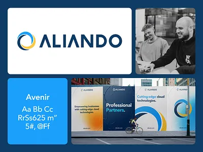 Aliando - Brand Identity ai b2b brand brand identity branding circle clean cloud color palette design imagery logo mockup outdoor product saas tech typography ui visual identity