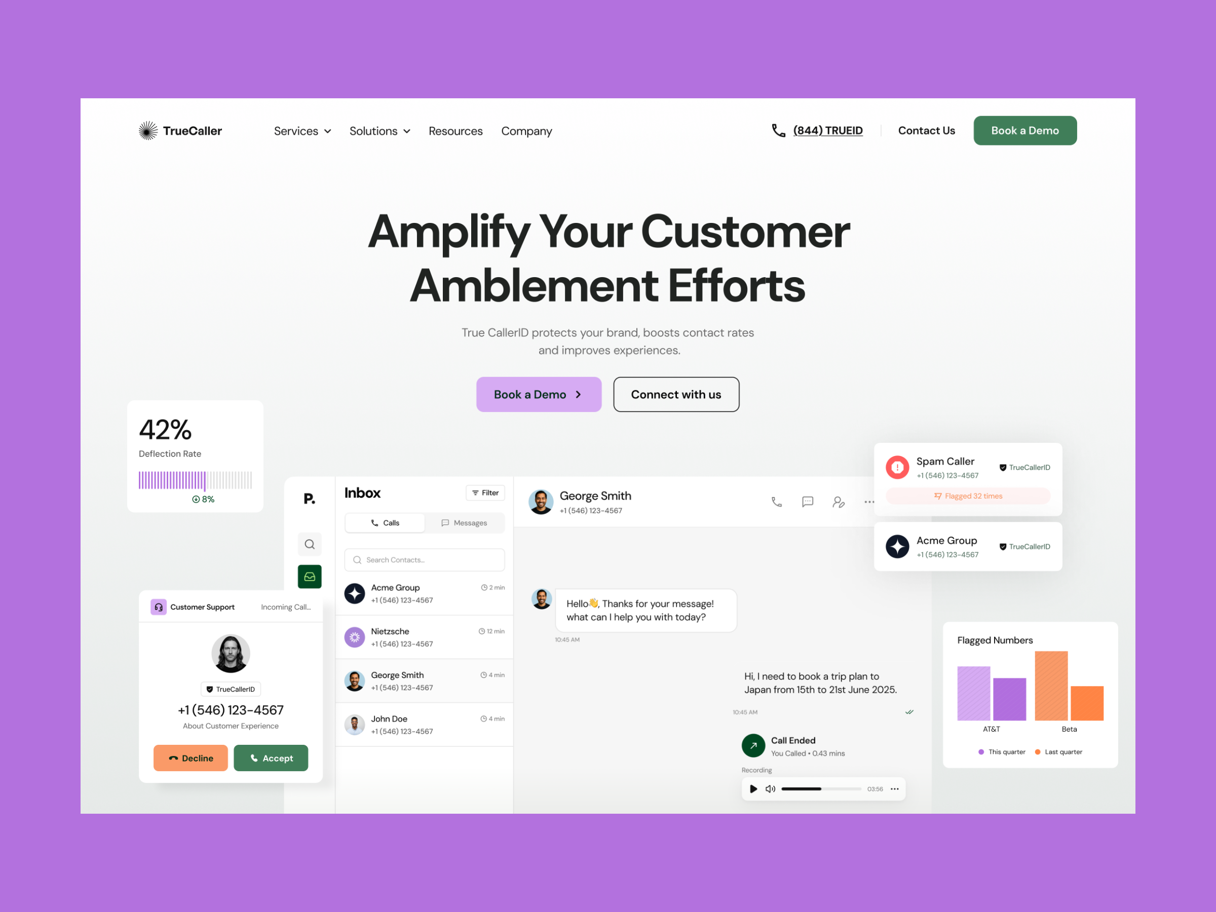 SaaS Landing Page Design caller id calling app landing page landing page design phone call product design saas saas landing page saas website security social spam caller true caller ui ui ux user experience ux website website design