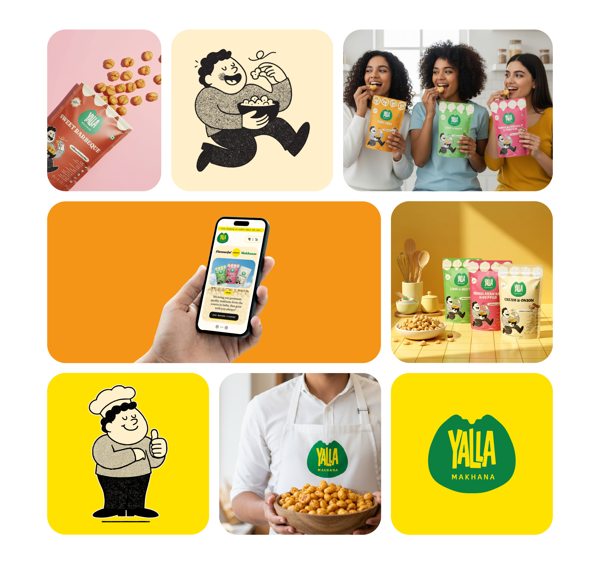 Logo Branding Packaging UX/UI of a FMCG Brand: Yalla branding figma framer graphic design logo packaging ui ux web design website designer