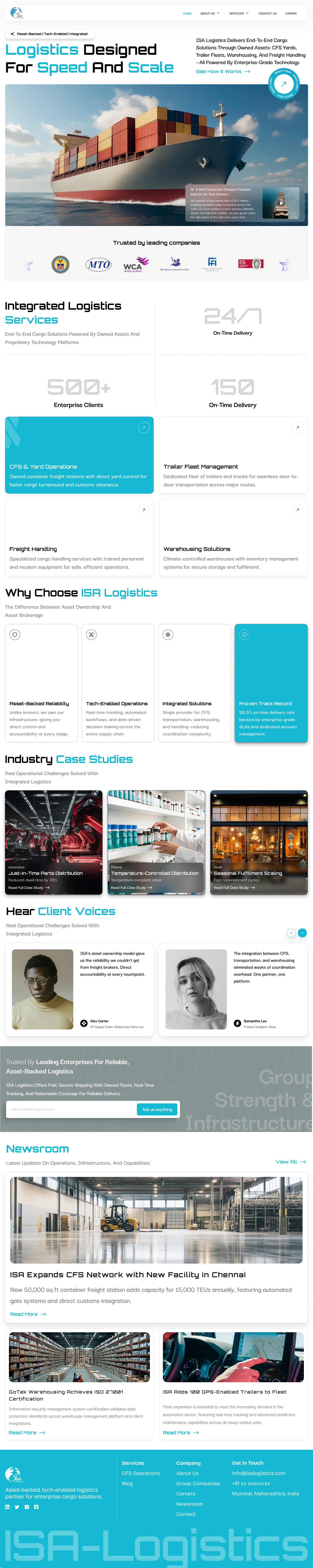 Logistics Landing Page cargo clean design craxinno craxinnotechnologies dashboard style freight landing page logistics logistics website shipping supply chain transportation ui design warehouse web design website design