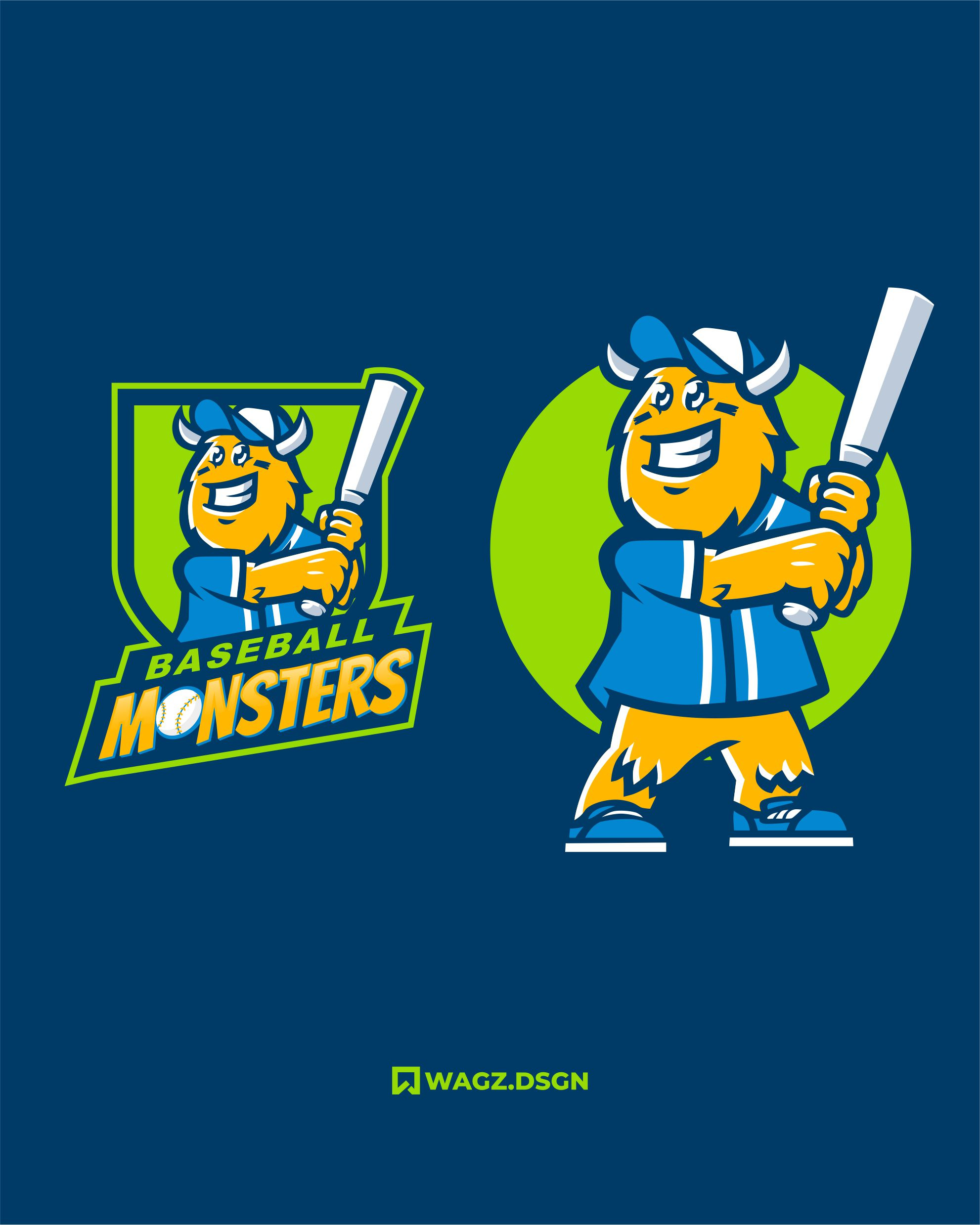 BASEBALL MONSTER MASCOT LOGO baseball baseballlogo baseballlogomascot baseballmascot baseballmonster design graphic design illustration logo mascot mascot logo monster monsterlogo vector