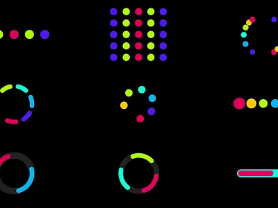 UI Icons and Symbols Lottie animation app application circles colorful dashboard dots icons indicator interface loader loading loop lottie mobile progress spinner status ui web