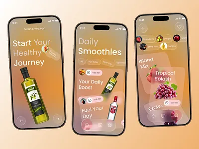 Daily Smoothies for Smart Healthy Living Mobile App calorie tracking calories delivery app diet app design diet planner app fitness app food app design food planner food track gracery shopping meal app mobile app mobile app design nutrition app nutrition app design nutrition app ui online order app online shopping shopify app tracking app