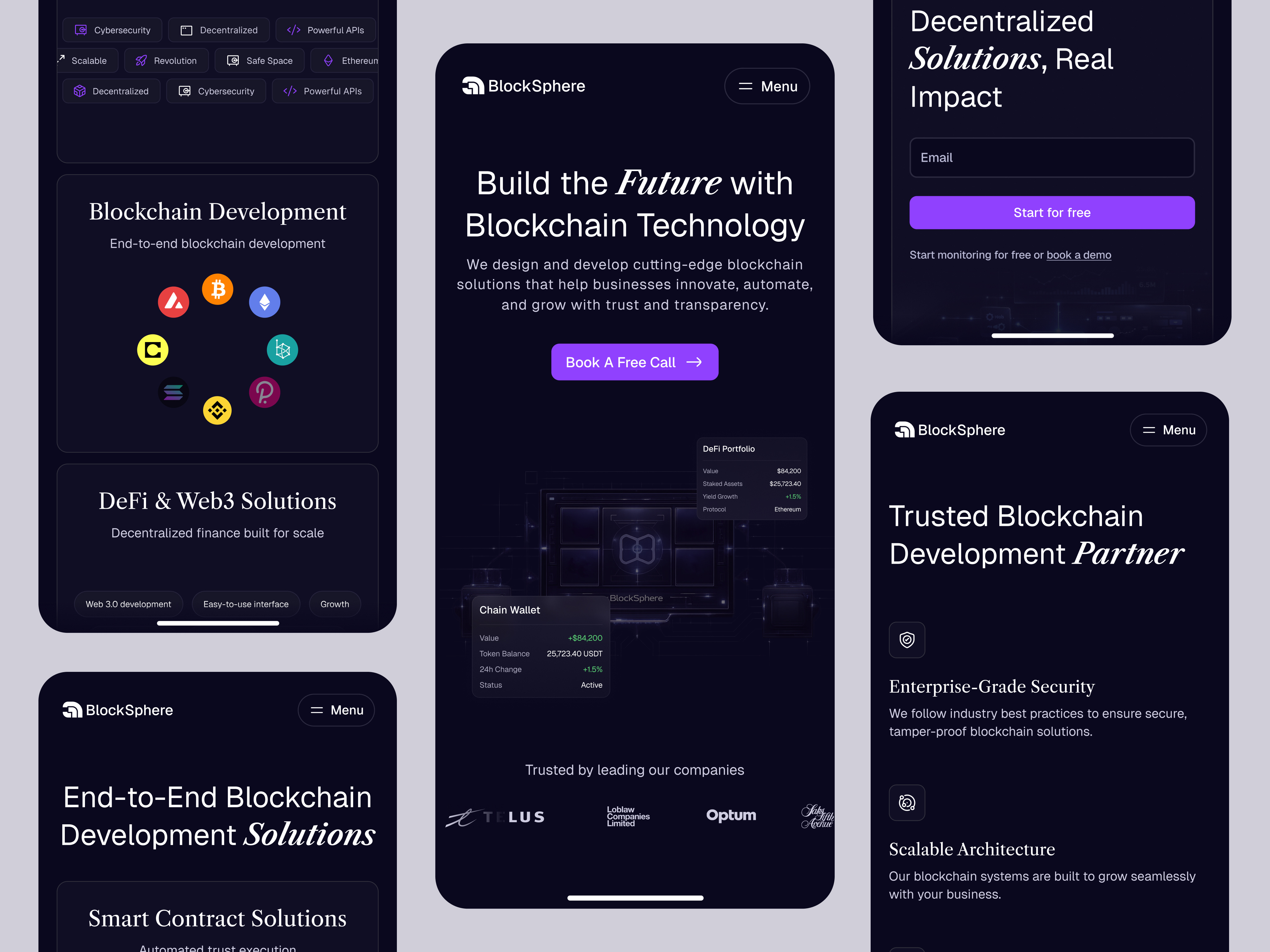 Responsive Web Design - Blockchain & Web3 b2b b2c block chain crypto dashboard landing page product design responsive design saas technology ui ux web app web design