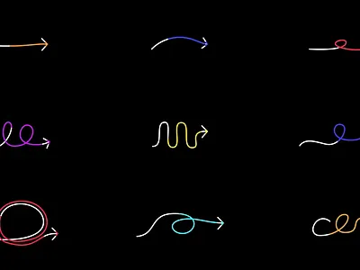 Arrow Icons animation app arrow curve direction flick hand drawn lead loop motion motion graphics navigation path pointer sketch swirl ui ux vector web