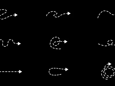 Arrow Icons animation arrow curve dash direction flick flow forward hand drawn indicator kinetic lead loop navigation path pointer sketch swirl transition vector