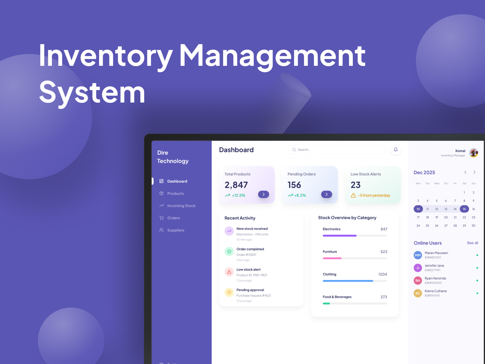 Inventory Dashboard dashboard inventory ui webapp website