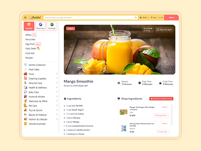 Recipe Page Re-Design app design application design ui uiux ux uxui web webdesign website