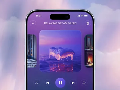Sleep & Relaxation App — Music Player UI ambientui calmui meditationapp mobileuidesign musicplayerui nightmode productdesign relaxationapp sleepapp soothingdesign uxdesign wellnessapp