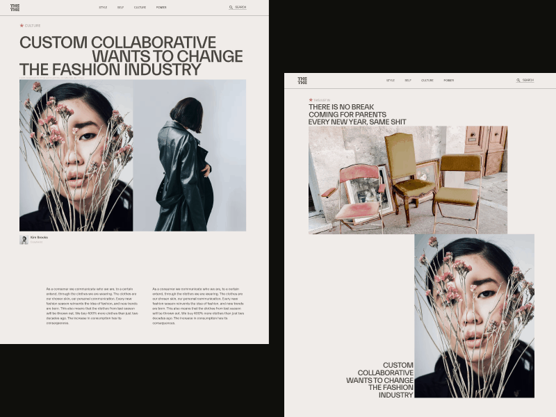 THETHE — Website 03 animation art branding concept design editorial fashion graphic design layout motion graphics news portal type ui web
