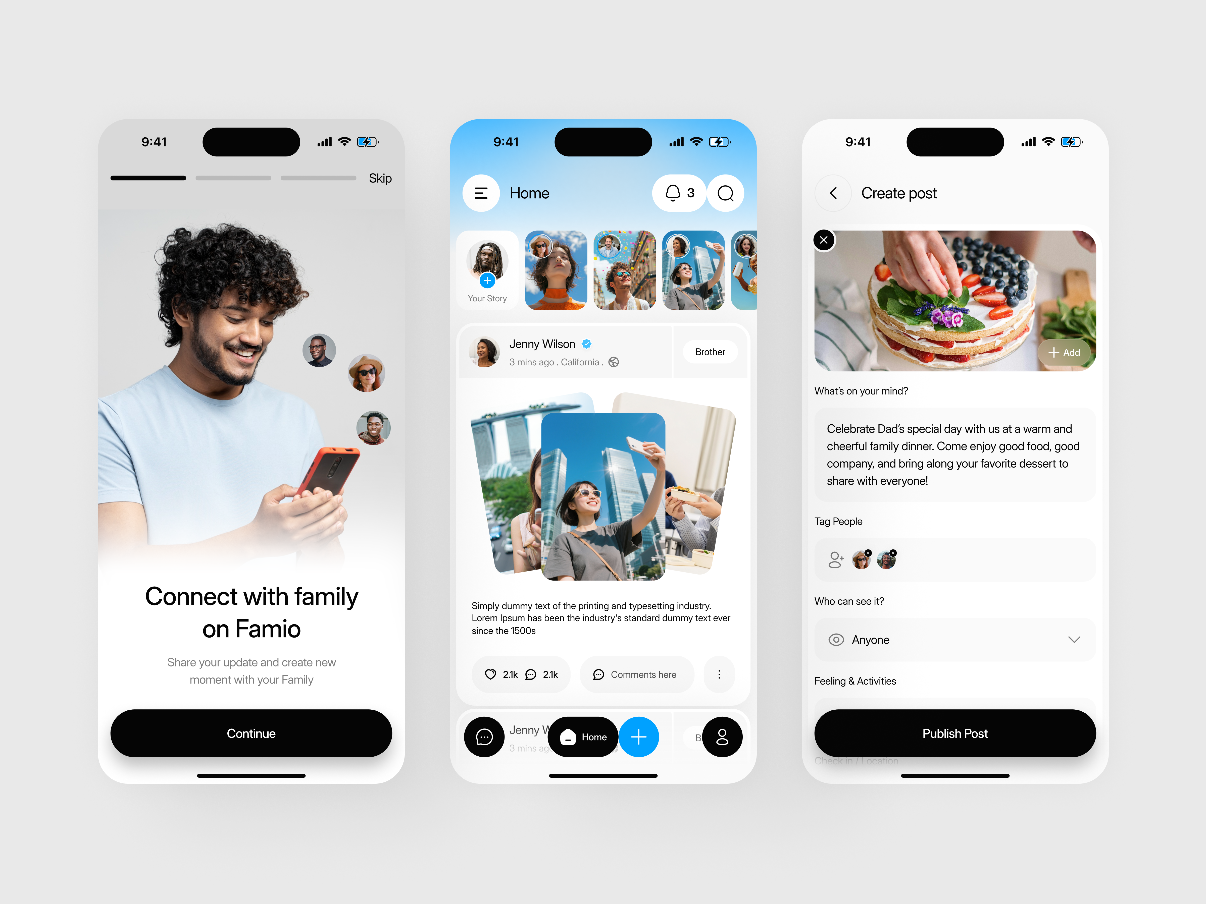Family Social Network App | Private Sharing & Feed UI app app design community app community app ui family social app design ios social app ui ux mobile mobile ui inspiration modern app interface modern social feed app design onboarding screen product design professional mobile app design social app dashboard design social media app ui social networking app user profile ui