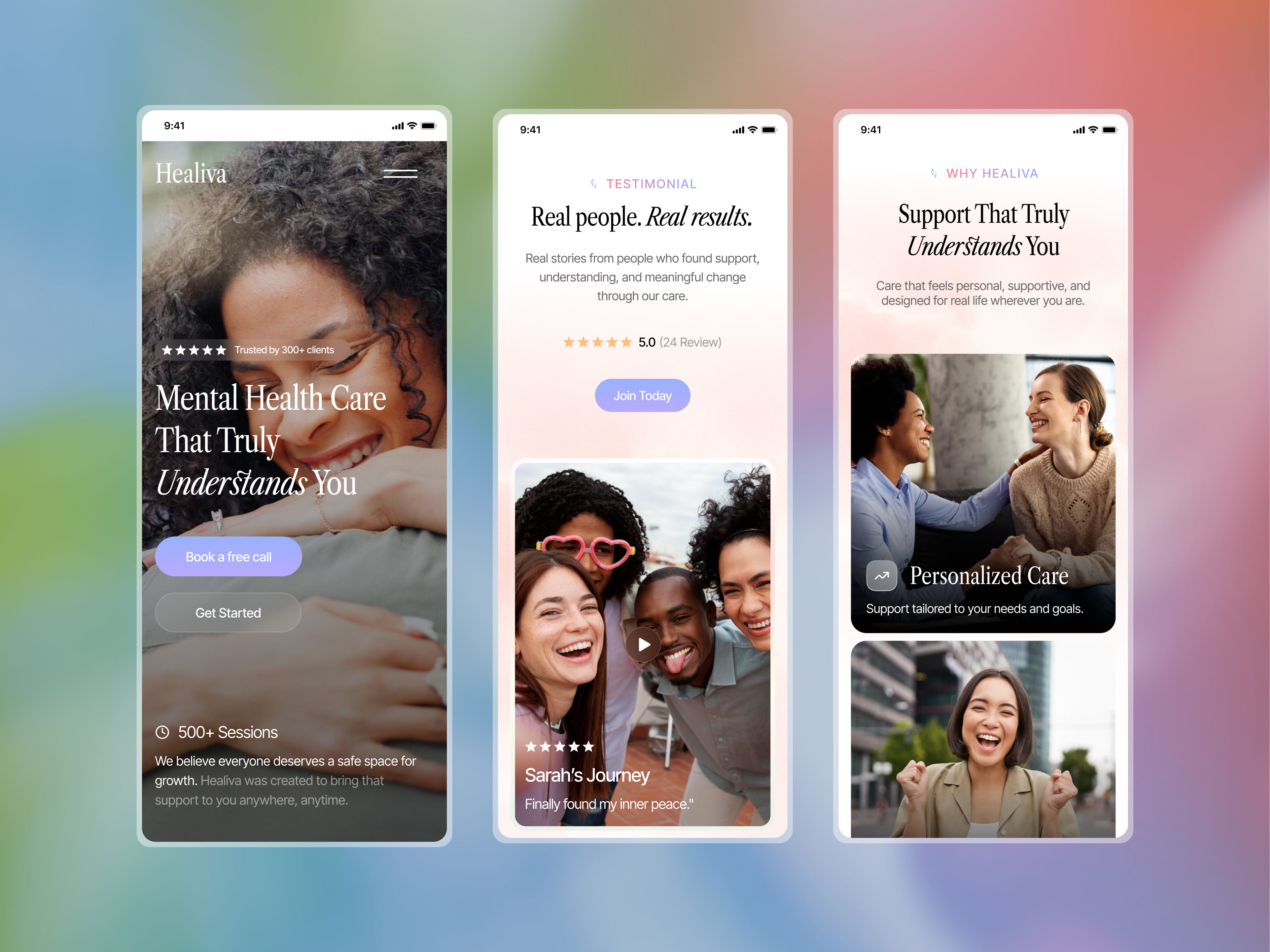 Healiva - Responsive Landing Page app branding clean clinic company profile framer health landing page medical mental health mobile product design responsive threapist ui uiux ux web design webflow website