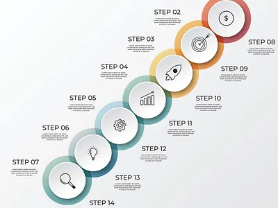 Modern Circular 7-Step Timeline Infographic 7 step process abstract chart business infographic circular infographic clean layout creative infographic data visualization editable infographic flat 3d icons infographic minimal design modern design paper fold presentation process chart project timeline timeline vector infographic workflow