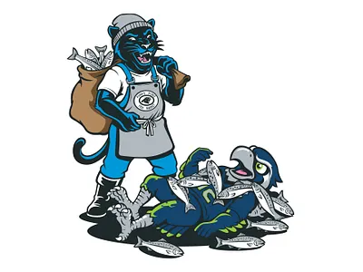 2025 Carolina Panthers Illustrations - Seattle Seahawks carolina panthers football graphic design illustration mascots nfl panthers seahawks seattle seahawks vector
